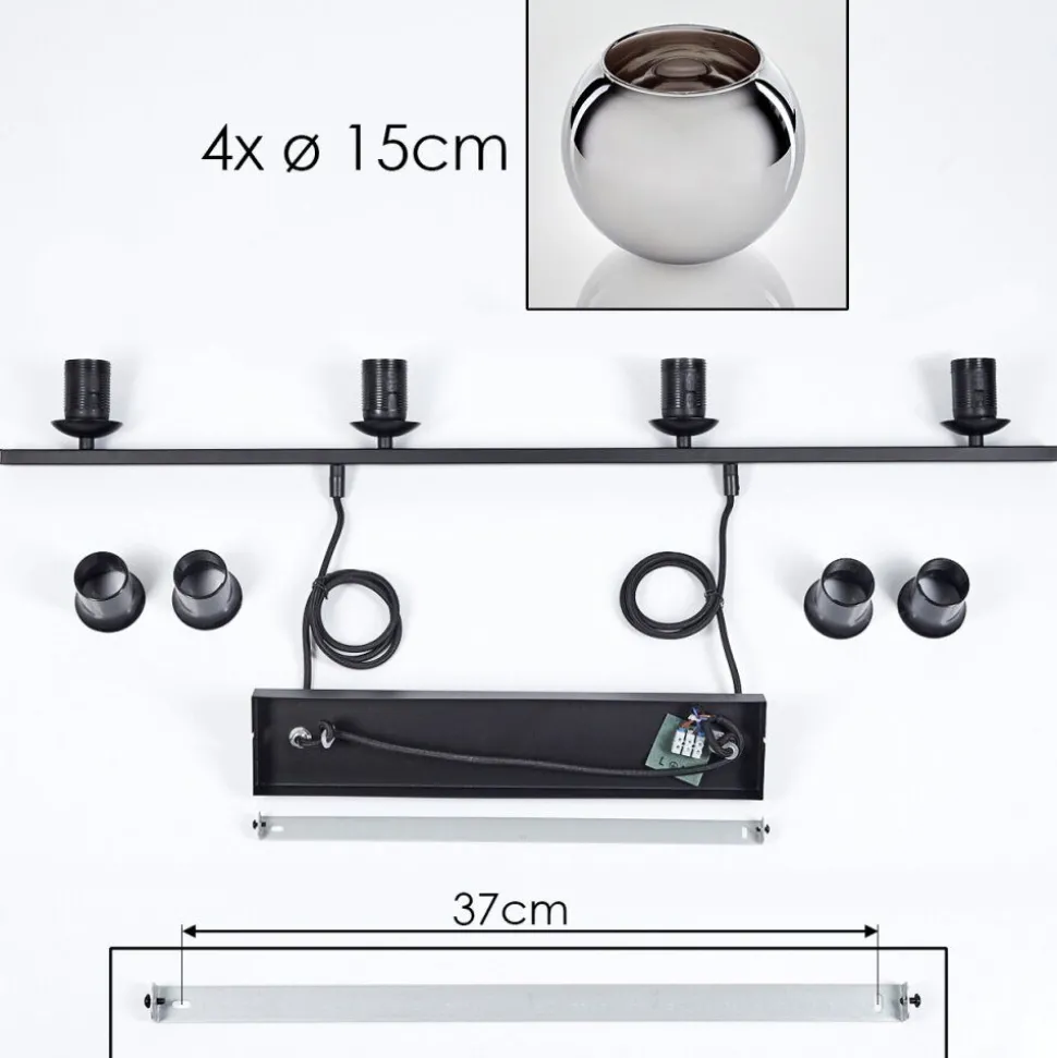 Suspension Verre 15 Cm Koyoto Fume, 4 Lumieres