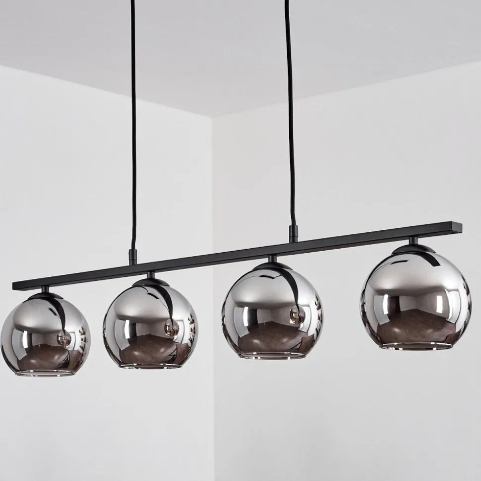 Suspension Verre 15 Cm Koyoto Fume, 4 Lumieres
