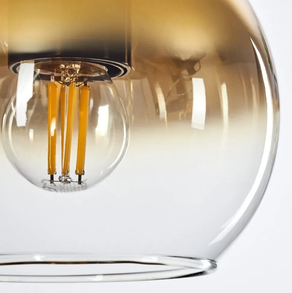 Suspension Verre 15 Cm Koyoto Or, Clair, 4 Lumieres