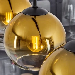 Suspension Verre 15 Cm Koyoto Or, Clair, 4 Lumieres