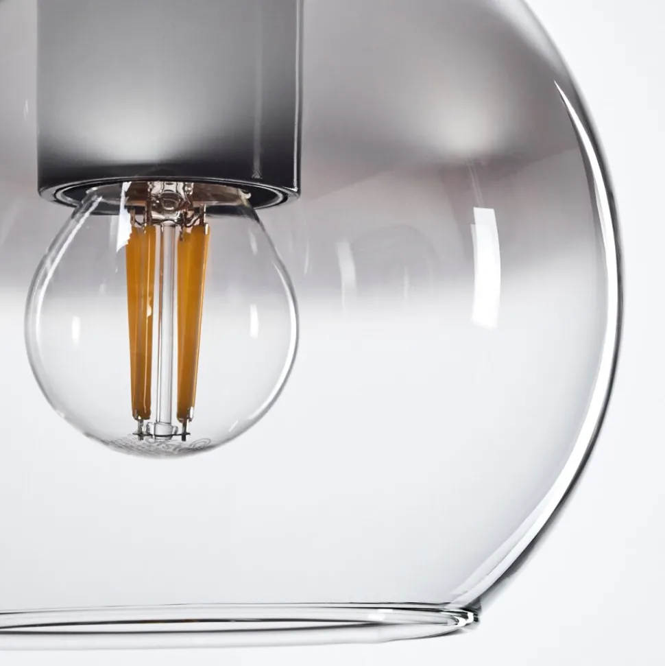 Suspension Verre 15 Cm Koyoto Clair, Fume, 4 Lumieres