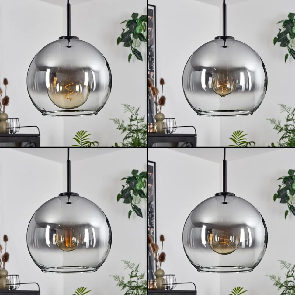 Suspension Verre 25 Cm Koyoto Acier Inoxydable, Noir, 1 Lumiere