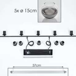 Suspension Verre 15 Cm Koyoto Fume, 5 Lumieres