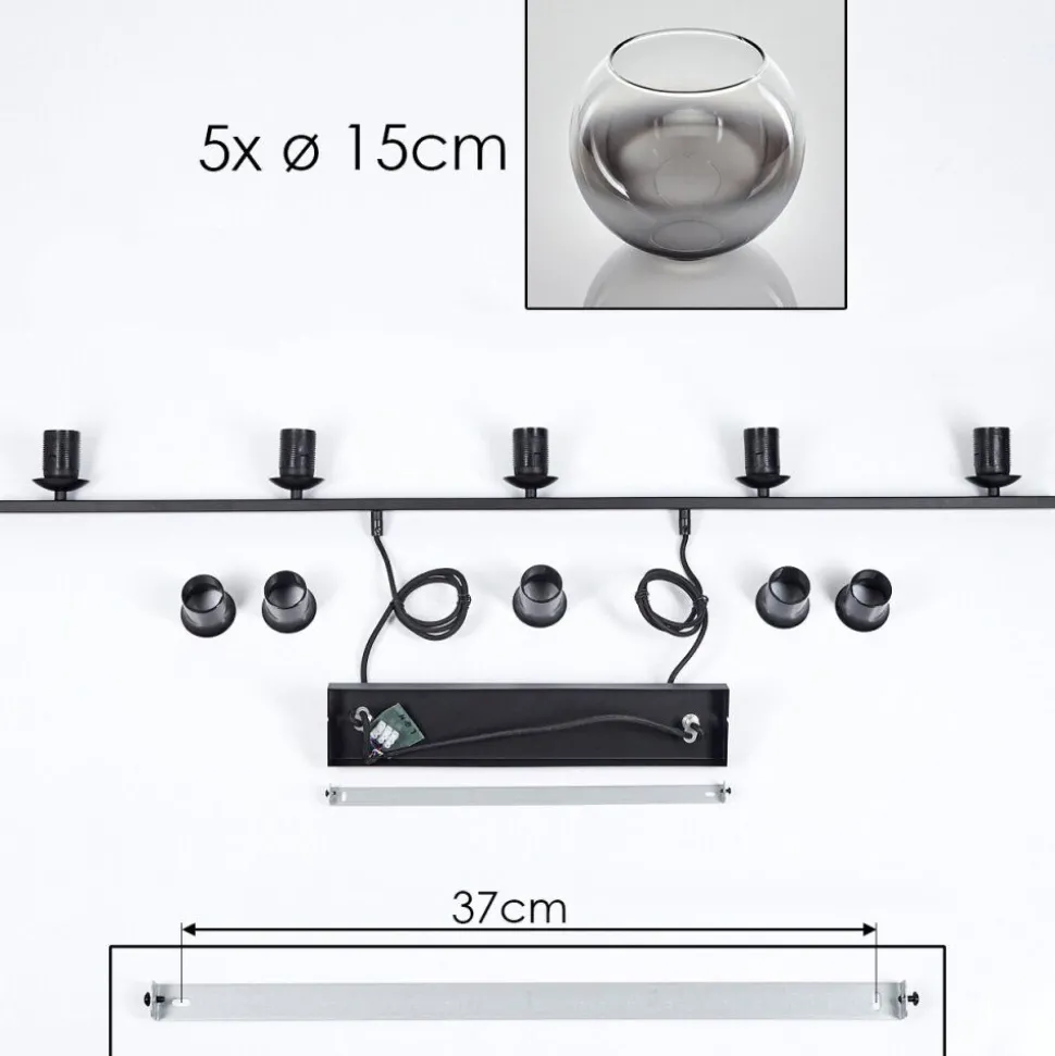 Suspension Verre 15 Cm Koyoto Fume, 5 Lumieres