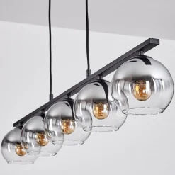 Suspension Verre 15 Cm Koyoto Fume, 5 Lumieres
