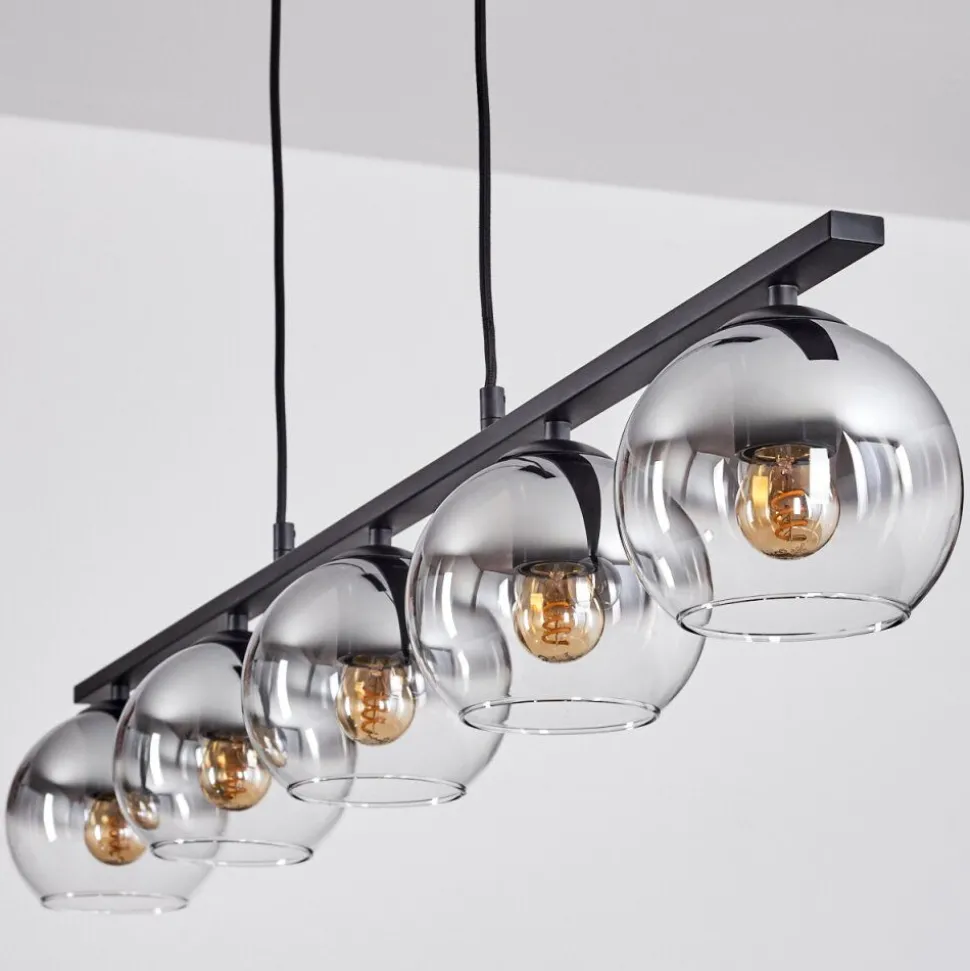 Suspension Verre 15 Cm Koyoto Fume, 5 Lumieres