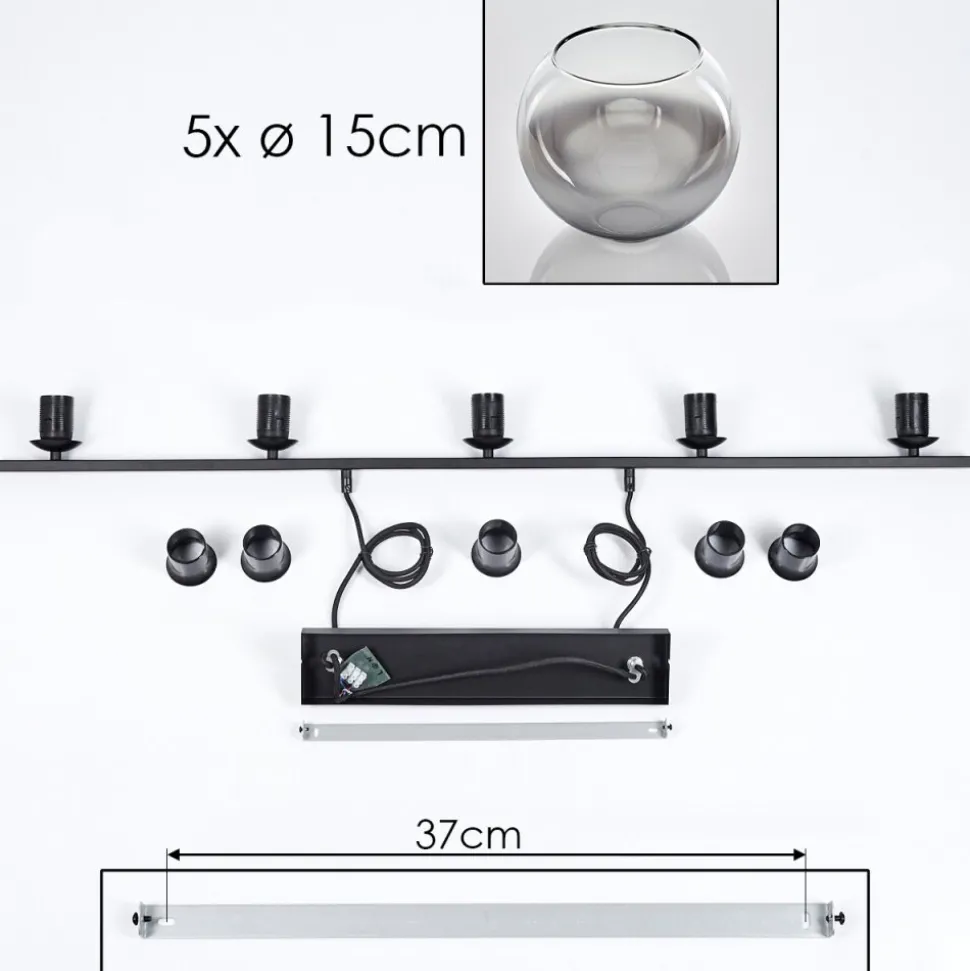 Suspension Verre 15 Cm Koyoto Fume, 5 Lumieres