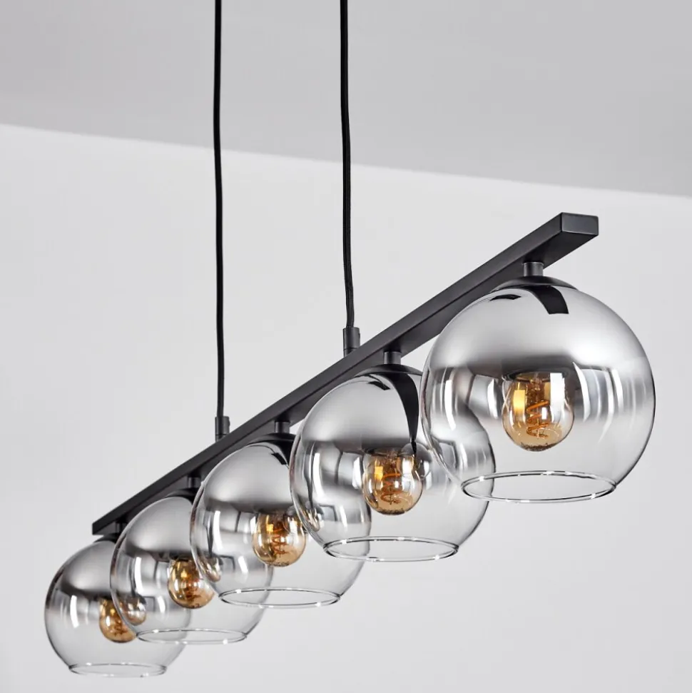 Suspension Verre 15 Cm Koyoto Fume, 5 Lumieres
