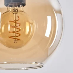 Suspension Verre 20 Cm Koyoto Ambre, 5 Lumieres