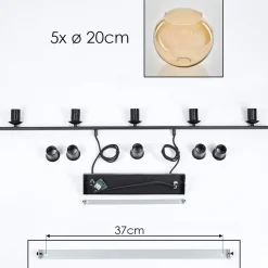 Suspension Verre 20 Cm Koyoto Ambre, 5 Lumieres
