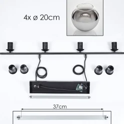 Suspension Verre 20 Cm Koyoto Fume, 4 Lumieres