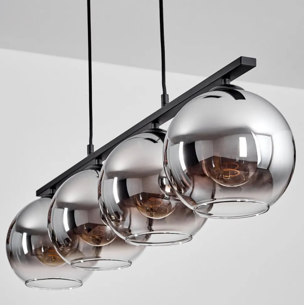 Suspension Verre 20 Cm Koyoto Fume, 4 Lumieres