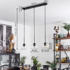 Suspension Verre 15 Cm Koyoto Clair, 3 Lumieres