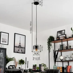 Suspension Verre 15 Cm Lauden Clair, Fume, 1 Lumiere
