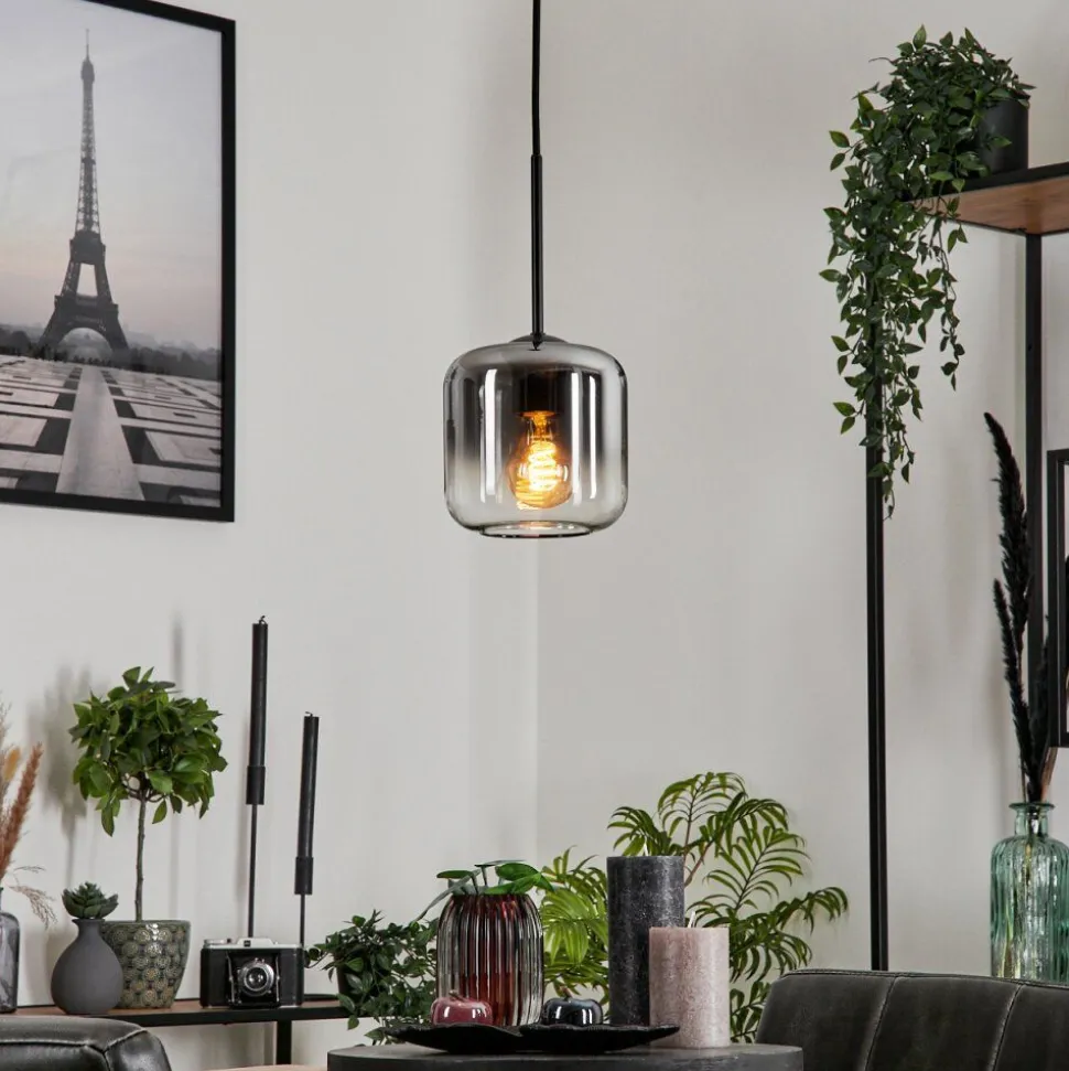 Suspension Verre 15 Cm Lauden Clair, Fume, 1 Lumiere