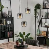 Suspension Verre 15 Cm Lauden Clair, Fume, 3 Lumieres