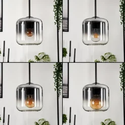 Suspension Verre 15 Cm Lauden Clair, Fume, 3 Lumieres