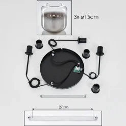 Suspension Verre 15 Cm Lauden Clair, Fume, 3 Lumieres