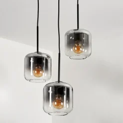 Suspension Verre 15 Cm Lauden Clair, Fume, 3 Lumieres
