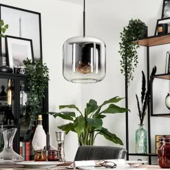 Suspension Verre 25Cm Lauden Chrome, Clair, Fume, 1 Lumiere