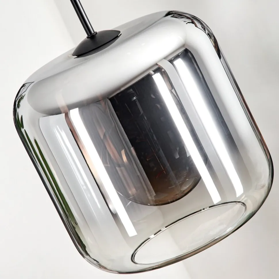 Suspension Verre 25Cm Lauden Chrome, Clair, Fume, 1 Lumiere