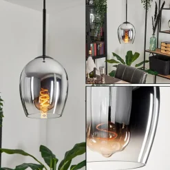 Suspension Verre 15Cm Vevino Clair, Fume, 1 Lumiere