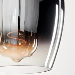Suspension Verre 15Cm Vevino Clair, Fume, 1 Lumiere