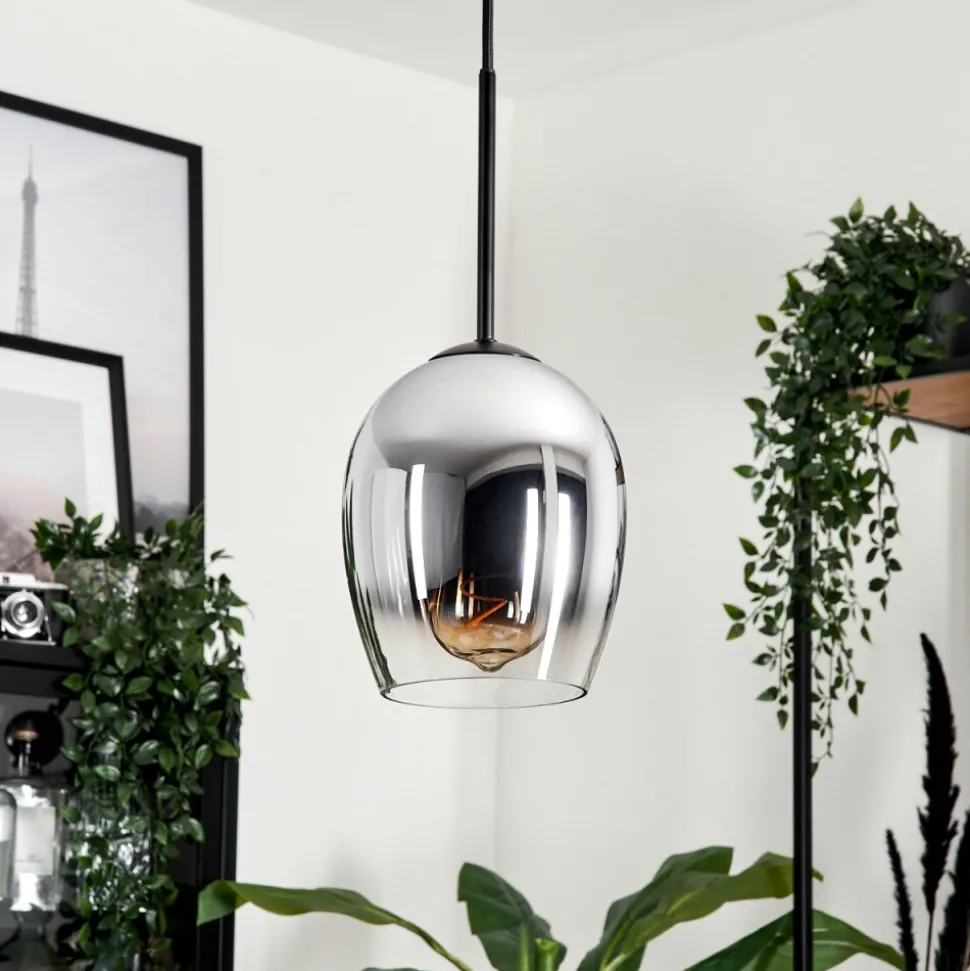 Suspension Verre 15Cm Vevino Clair, Fume, 1 Lumiere