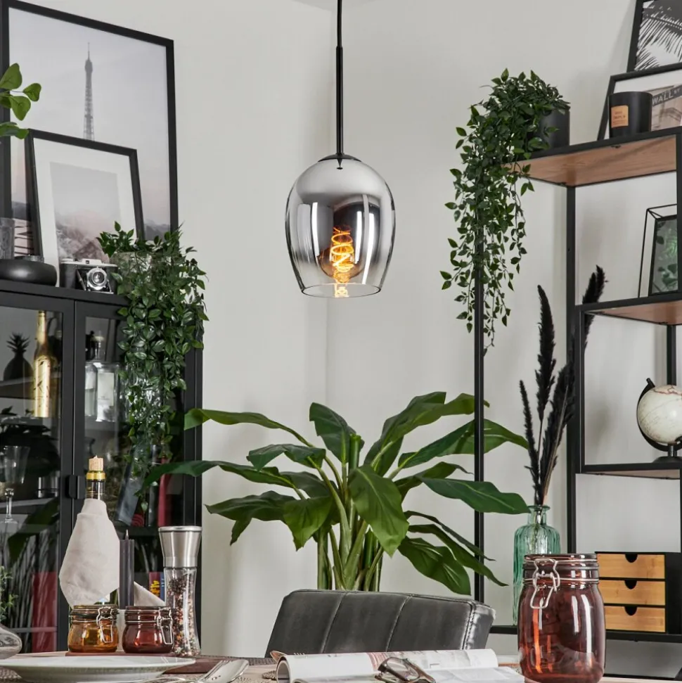 Suspension Verre 15Cm Vevino Clair, Fume, 1 Lumiere