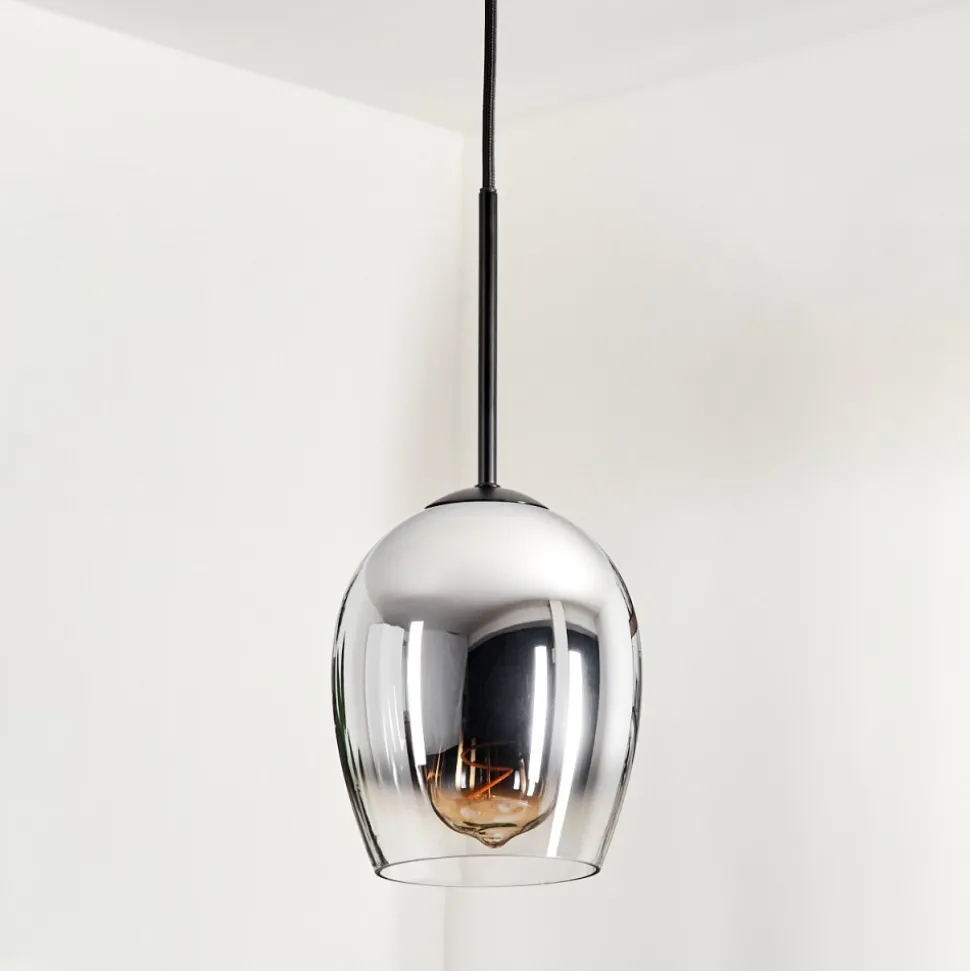 Suspension Verre 15Cm Vevino Clair, Fume, 1 Lumiere