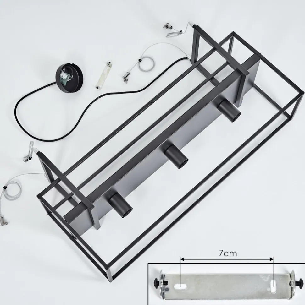 Suspension Victorine Chrome, Noir, 3 Lumieres