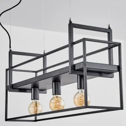 Suspension Victorine Chrome, Noir, 3 Lumieres