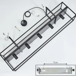 Suspension Victorine Chrome, Noir, 5 Lumieres