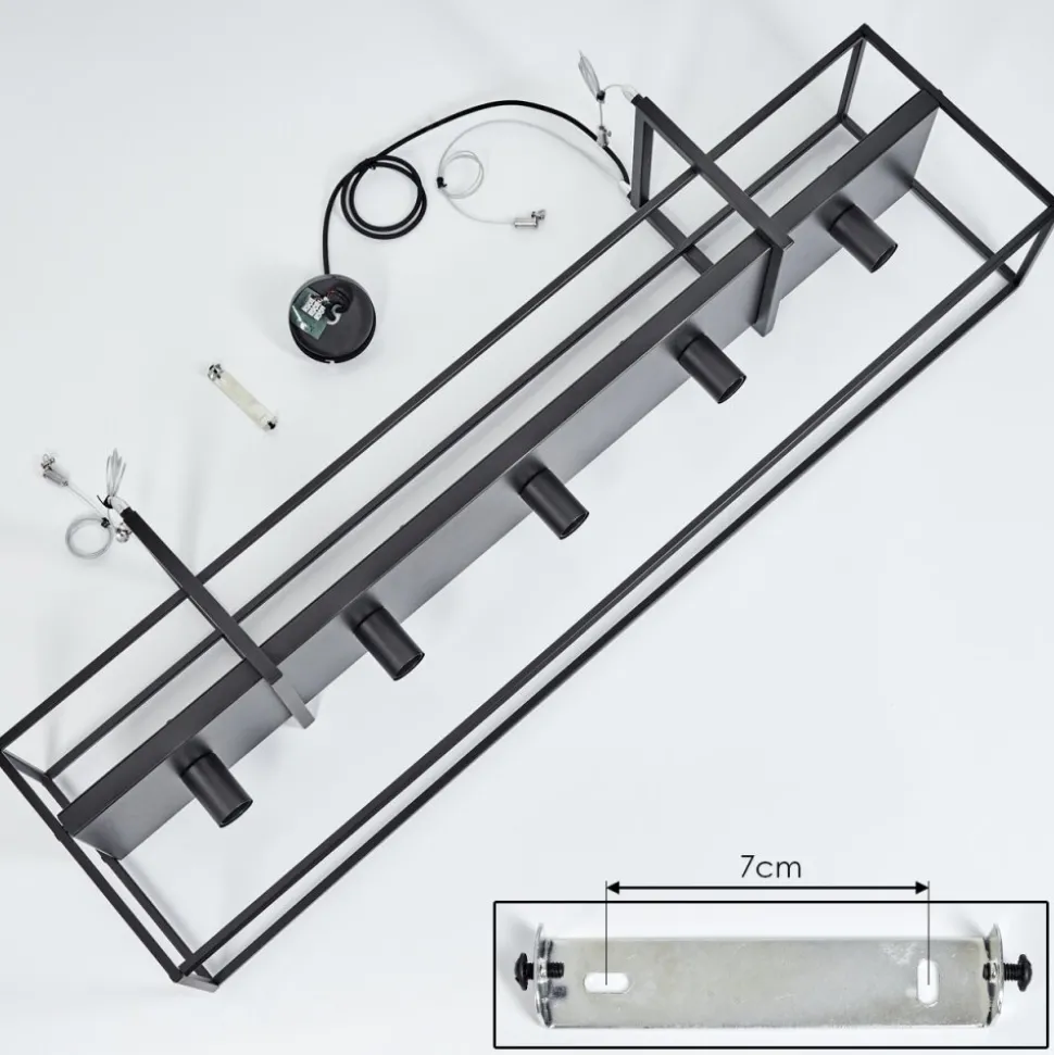 Suspension Victorine Chrome, Noir, 5 Lumieres