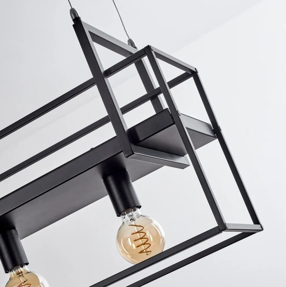 Suspension Victorine Chrome, Noir, 5 Lumieres