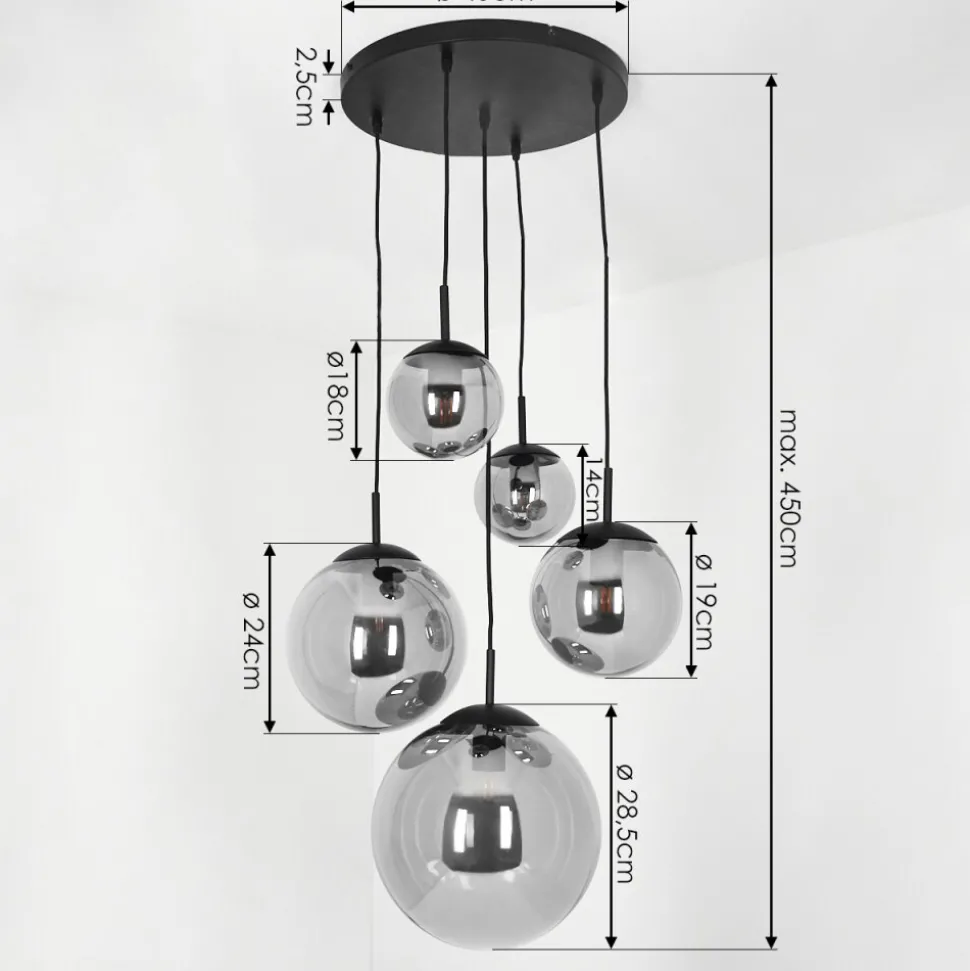 Suspension Voluntad Noir, 5 Lumieres