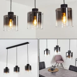 Suspension Wichit Noir, 3 Lumieres