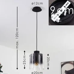 Suspension Wichita Fumee, Noir, 1 Lumiere