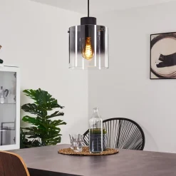 Suspension Wichita Fumee, Noir, 1 Lumiere