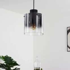 Suspension Wichita Fumee, Noir, 1 Lumiere