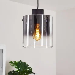 Suspension Wichita Fumee, Noir, 1 Lumiere
