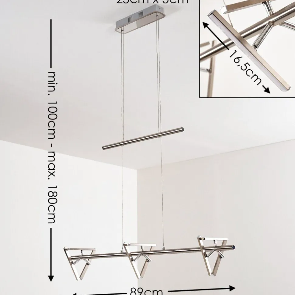 Suspension Windsor Led Chrome, Nickel Mat, 9 Lumieres