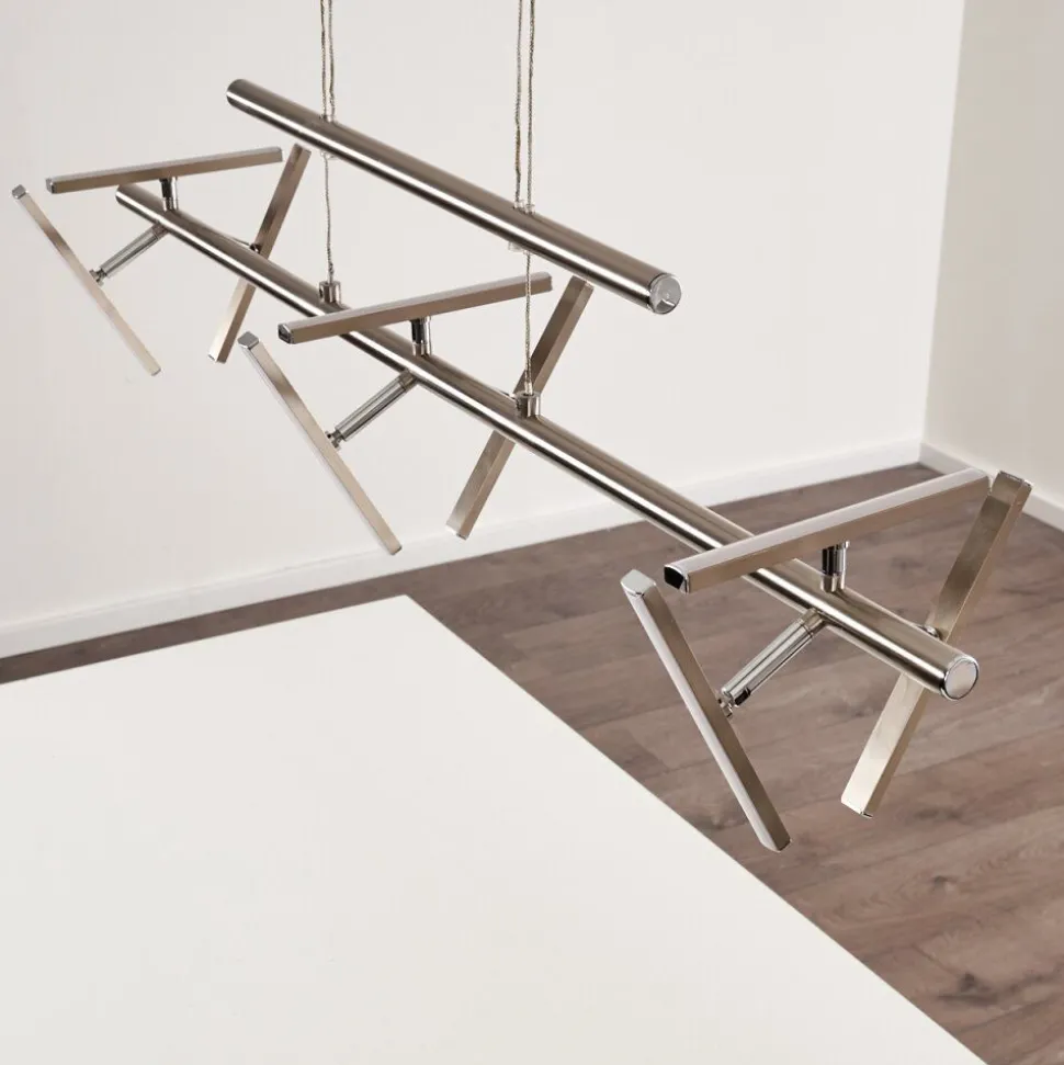 Suspension Windsor Led Chrome, Nickel Mat, 9 Lumieres