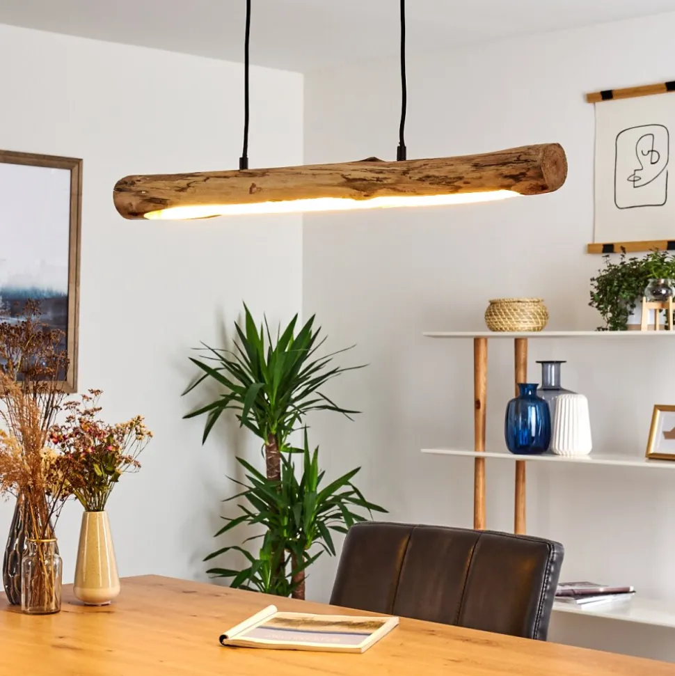 Suspension Winterthur Led Bois Clair, Noir, 1 Lumiere