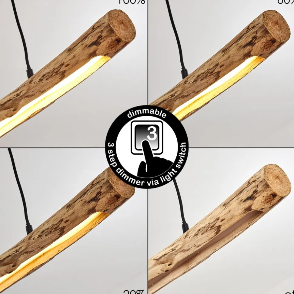 Suspension Winterthur Led Bois Clair, Noir, 1 Lumiere