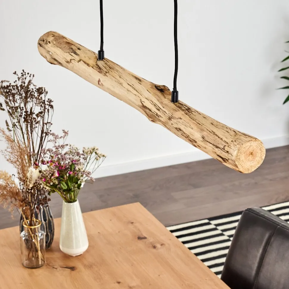 Suspension Winterthur Led Bois Clair, Noir, 1 Lumiere