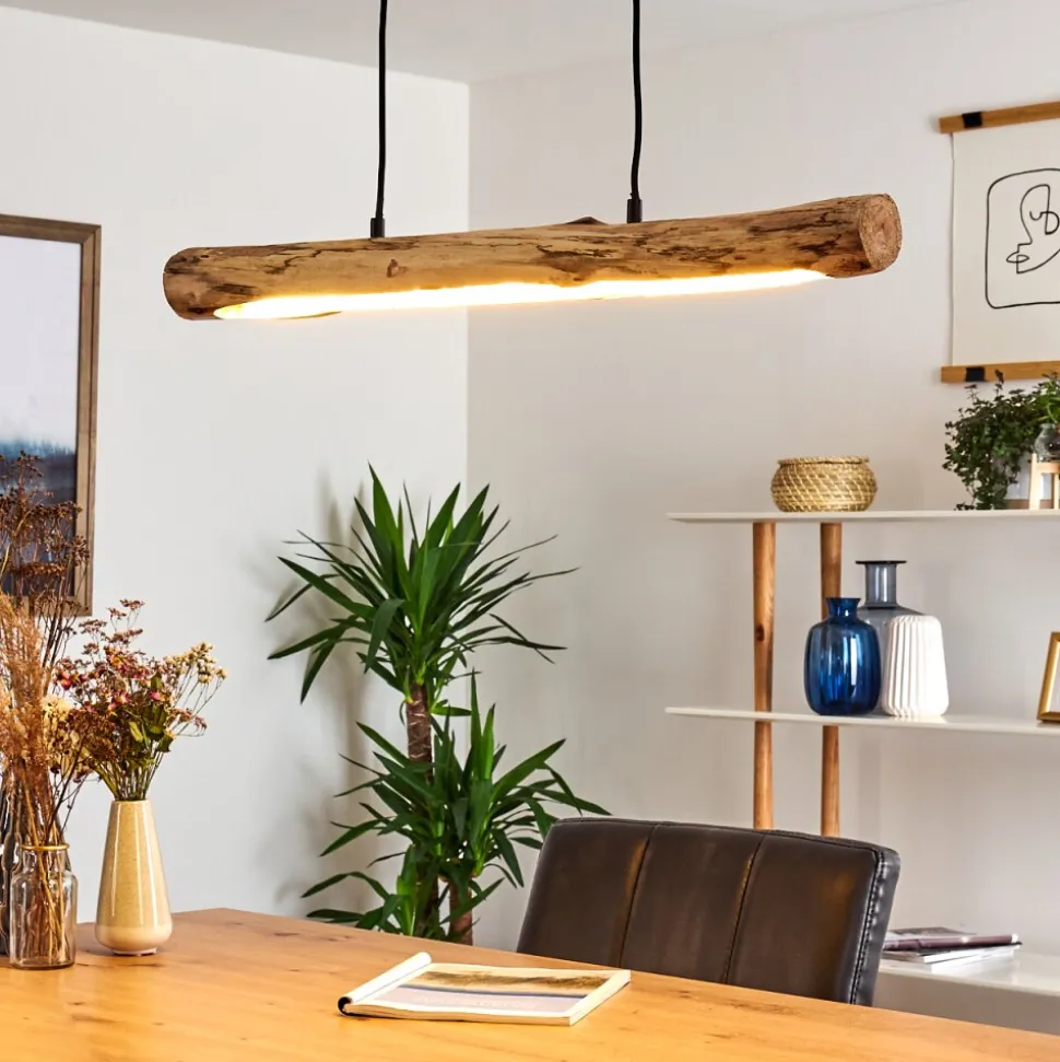 Suspension Winterthur Led Bois Clair, Noir, 1 Lumiere