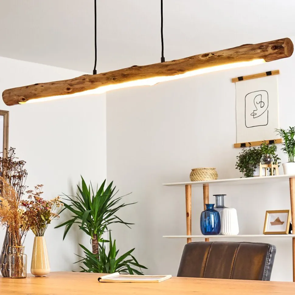 Suspension Winterthur Led Bois Clair, Noir, 1 Lumiere