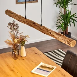 Suspension Winterthur Led Bois Clair, Noir, 1 Lumiere