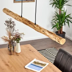 Suspension Winterthur Led Bois Clair, Noir, 1 Lumiere